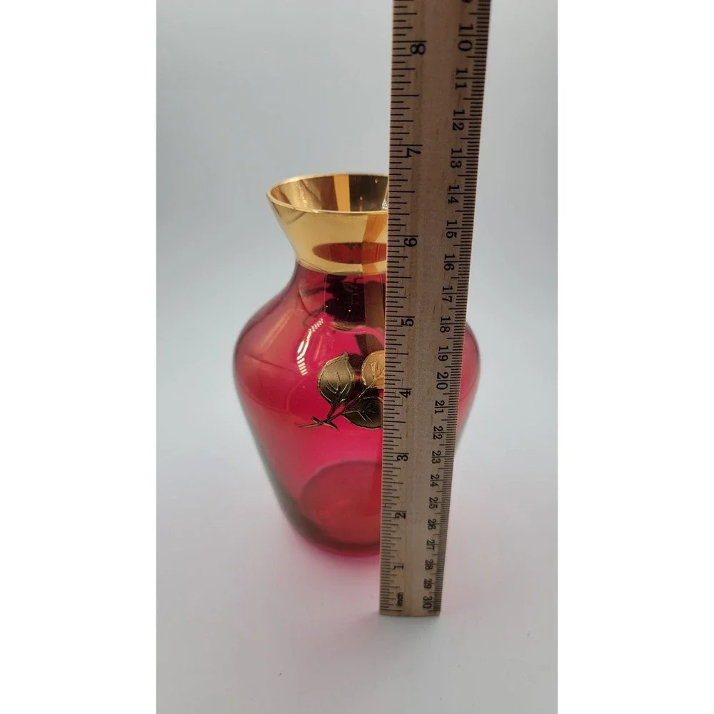 Vintage Famosa LPW Vase,made in Vienna,Austrian Bohemian Cranberry Glass, 6 1/2